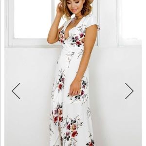 Show pony white floral maxi wrap dress